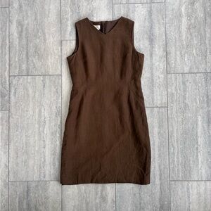 Talbots Petites Irish Linen Brown Sleeveless Pencil Dress Size 10 Tailored Fit